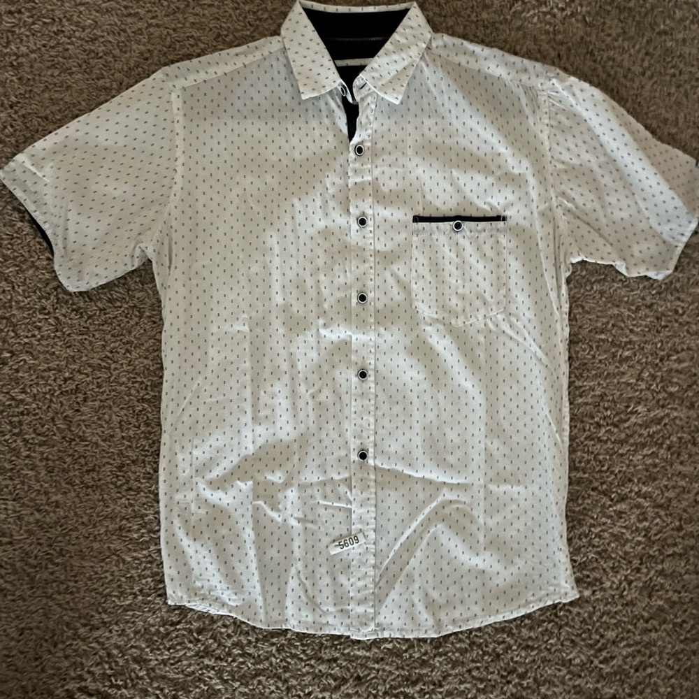 Craft + Flow Men's White Polka Dot Short Sleeve Shirt